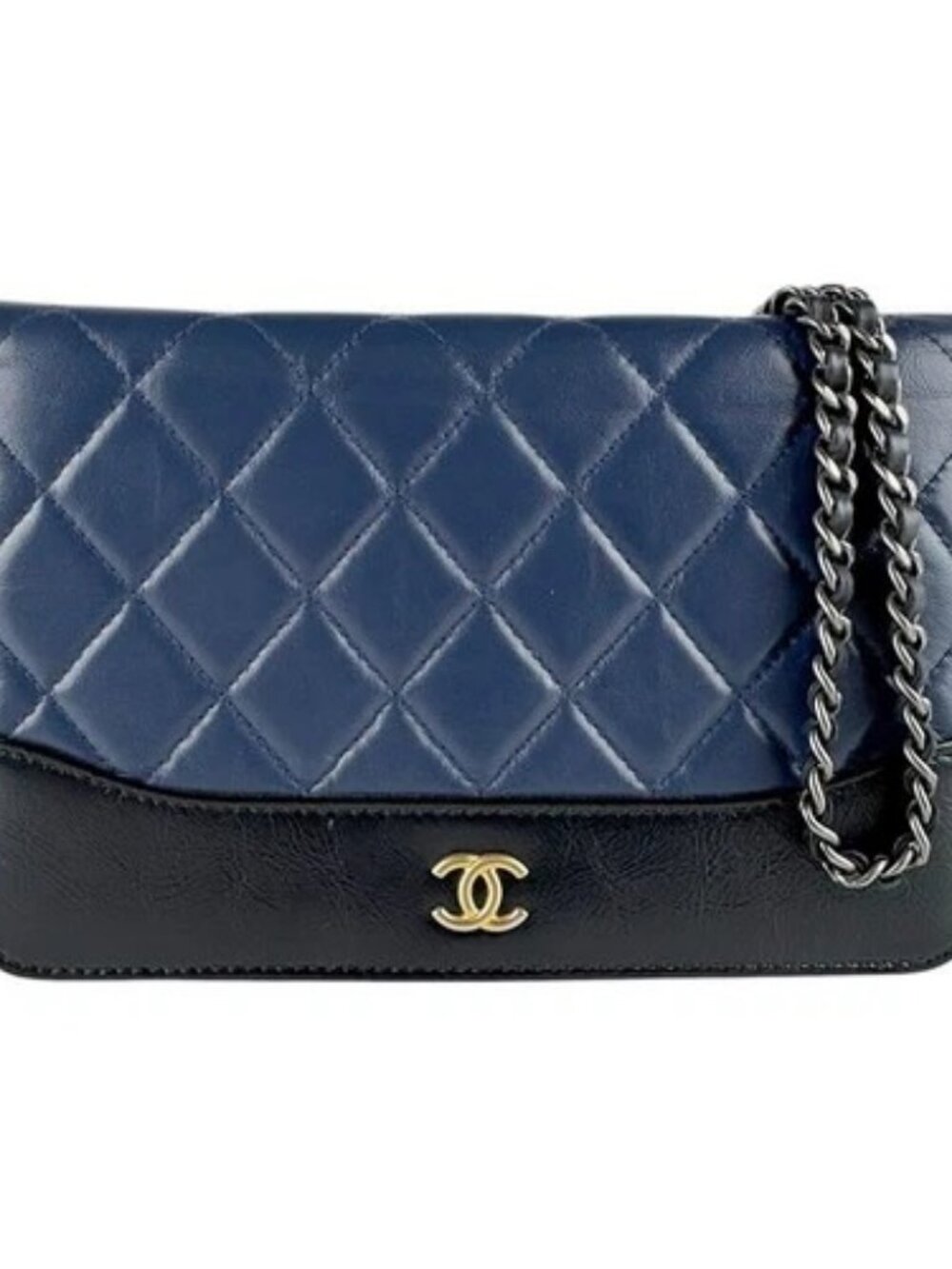 Auth CHANEL Matelasse Crossbody Shoulder Bag Wallet on Chain Navy/Black - z9327